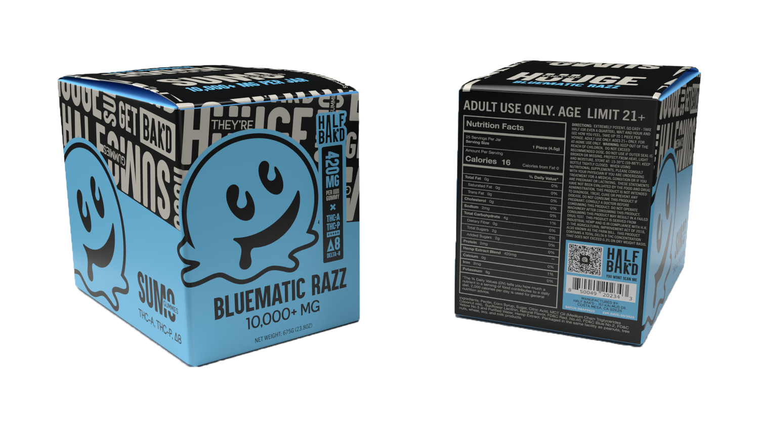 Bluematic Razz 10,000+ MG PER JAR- Sumo Gummies